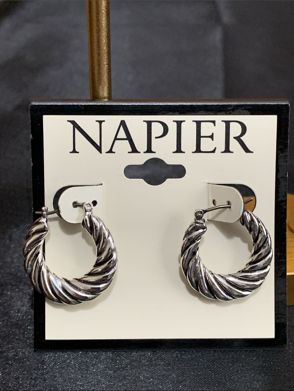 NWT Napier silver tone hoop earrings